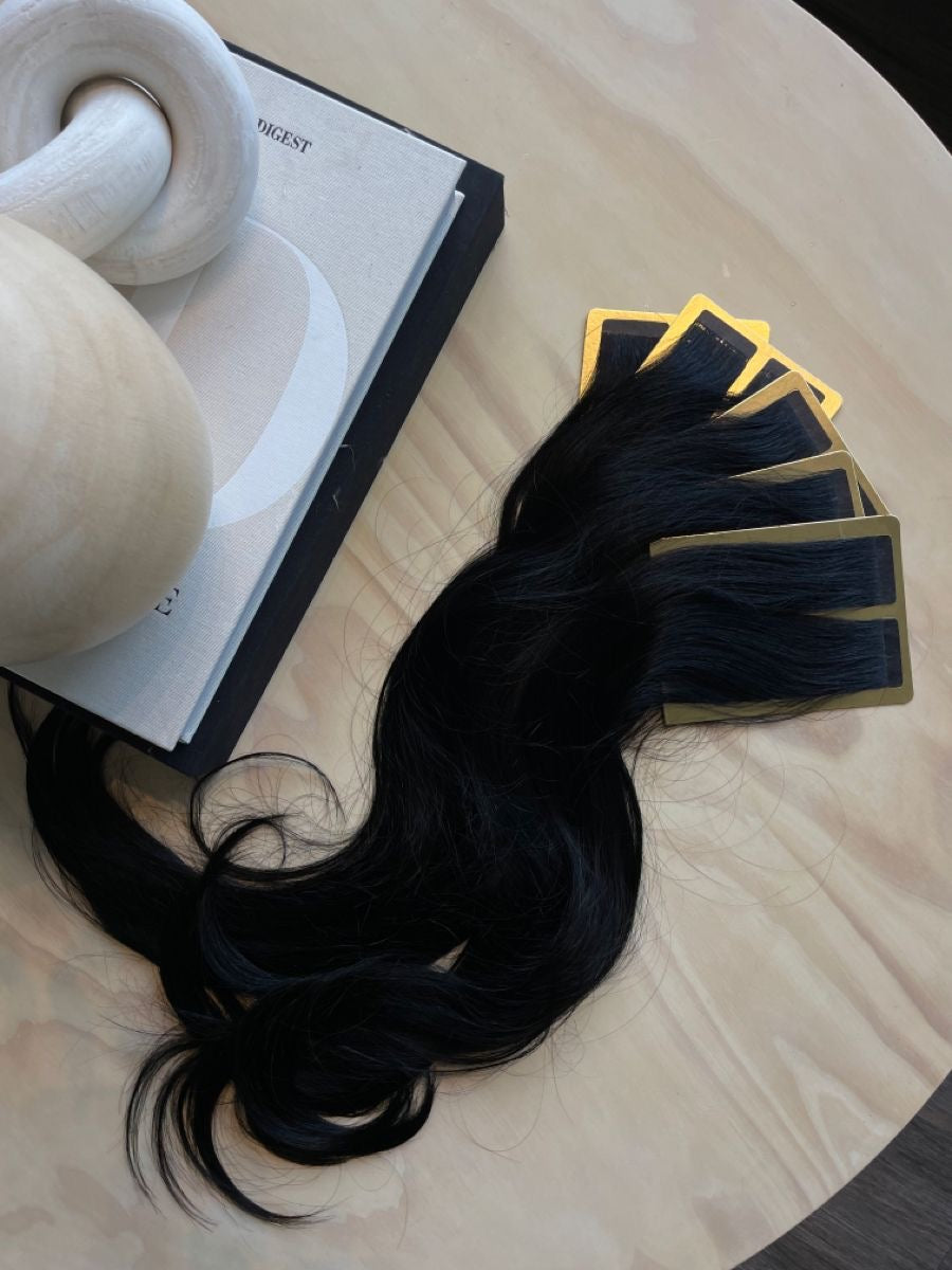 Tape-in #1 Negro Hair Extensions - 22”
